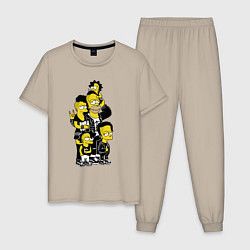 Пижама хлопковая мужская Simpsons not dead! Motto, цвет: миндальный