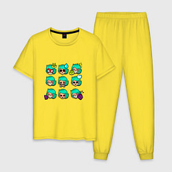 Пижама хлопковая мужская Значки на Лола Пины Бравл Старс Lola, цвет: желтый