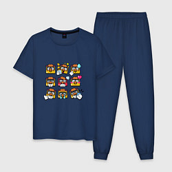 Пижама хлопковая мужская Значки на Грифф Пины Бравл Старс Griff, цвет: тёмно-синий