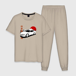 Пижама хлопковая мужская 3000gt Japanese Retro Car, цвет: миндальный