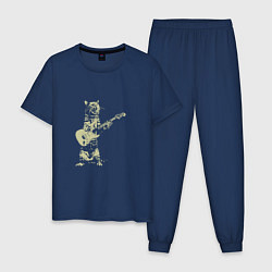 Пижама хлопковая мужская Rock - Cat, цвет: тёмно-синий