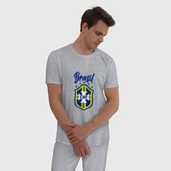 Пижама хлопковая мужская Brasil Football, цвет: меланж — фото 2