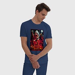 Пижама хлопковая мужская Ужасающий 2, цвет: тёмно-синий — фото 2