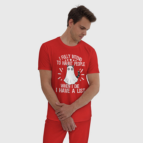 Мужская пижама Я полностью намерен преследовать людей когда умру / Красный – фото 3