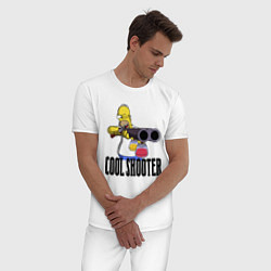 Пижама хлопковая мужская Гомер Симпсон - крутой стрелок, цвет: белый — фото 2