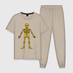 Пижама хлопковая мужская Жёлтый скелетик, цвет: миндальный