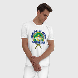 Пижама хлопковая мужская Cordao de ouro Capoeira flag of Brazil, цвет: белый — фото 2