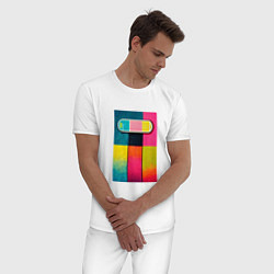 Пижама хлопковая мужская Абстрактный поп-арт, цвет: белый — фото 2