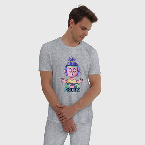 Мужская пижама Йога - время медитации / Меланж – фото 3