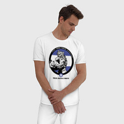 Пижама хлопковая мужская Krav-maga tiger emblem, цвет: белый — фото 2