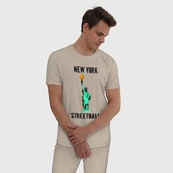 Пижама хлопковая мужская Нью-Йорк Стритбол, цвет: миндальный — фото 2