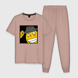 Пижама хлопковая мужская Рофлан здарова, цвет: пыльно-розовый