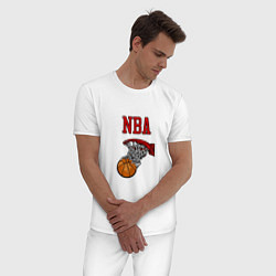 Пижама хлопковая мужская Basketball - NBA logo, цвет: белый — фото 2