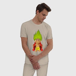 Пижама хлопковая мужская Тролль цензура, цвет: миндальный — фото 2
