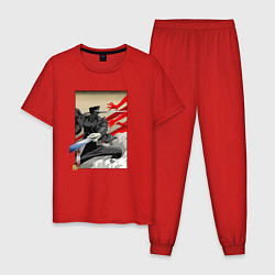 Пижама хлопковая мужская Katana Man, цвет: красный