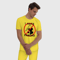 Пижама хлопковая мужская Я ненавижу панд, цвет: желтый — фото 2