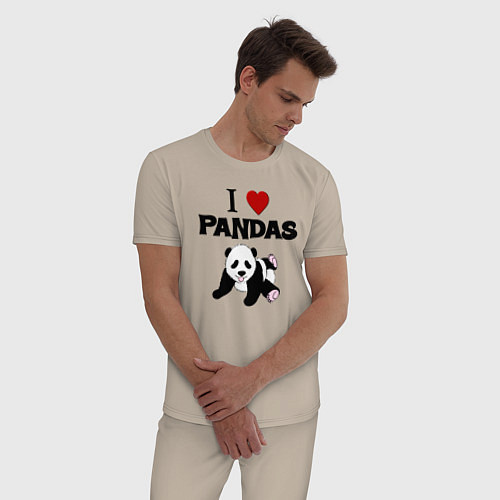 Мужская пижама I love Panda - люблю панд / Миндальный – фото 3