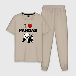 Мужская пижама I love Panda - люблю панд