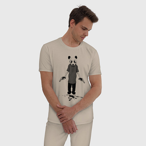 Мужская пижама Панда киллер со стволами / Миндальный – фото 3