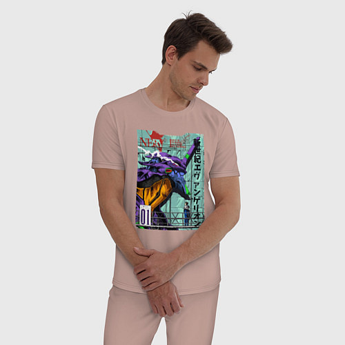 Мужская пижама EVA 01 Poster - Evangelion / Пыльно-розовый – фото 3