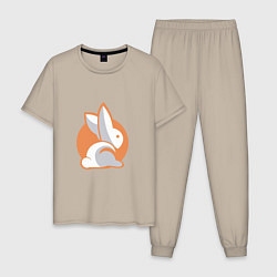 Пижама хлопковая мужская Orange Rabbit, цвет: миндальный