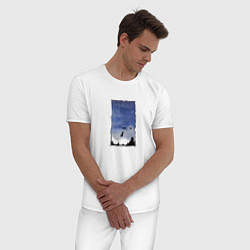 Пижама хлопковая мужская Лисий способ путешествовать, цвет: белый — фото 2