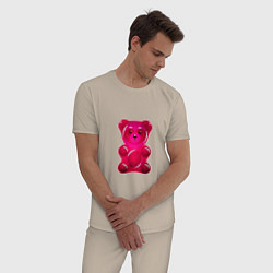 Пижама хлопковая мужская Мармеладный мишка, цвет: миндальный — фото 2