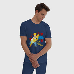 Пижама хлопковая мужская Гомер и Мардж Симпсон, цвет: тёмно-синий — фото 2