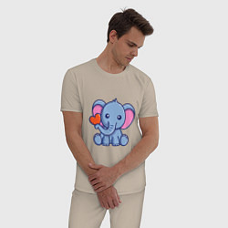 Пижама хлопковая мужская Love Elephant, цвет: миндальный — фото 2