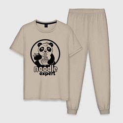 Пижама хлопковая мужская Эксперт по лапше - панда, цвет: миндальный
