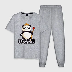 Пижама хлопковая мужская Панда - Правители Мира, цвет: меланж