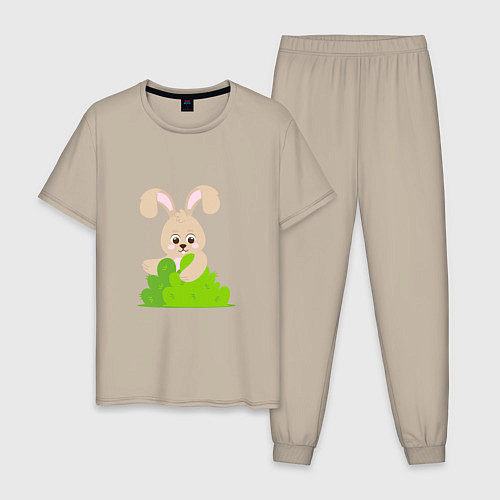 Мужская пижама Кролик в лесу / Миндальный – фото 1