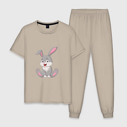 Пижама хлопковая мужская Милашка - Кролик, цвет: миндальный