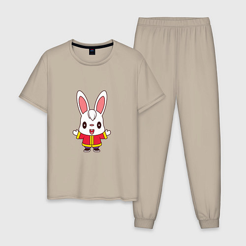 Мужская пижама Hello Rabbit / Миндальный – фото 1