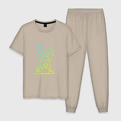 Пижама хлопковая мужская Love - Rabbit, цвет: миндальный