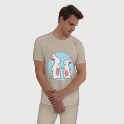 Пижама хлопковая мужская Друзья Кролики, цвет: миндальный — фото 2