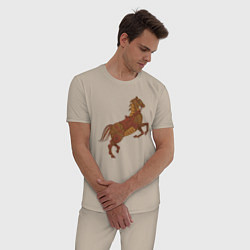 Пижама хлопковая мужская Стимпанк-лошадь, цвет: миндальный — фото 2