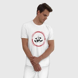 Пижама хлопковая мужская Символ Hitman и красная краска вокруг, цвет: белый — фото 2