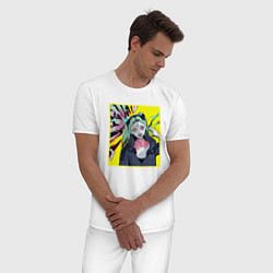 Пижама хлопковая мужская Rebecca art, цвет: белый — фото 2