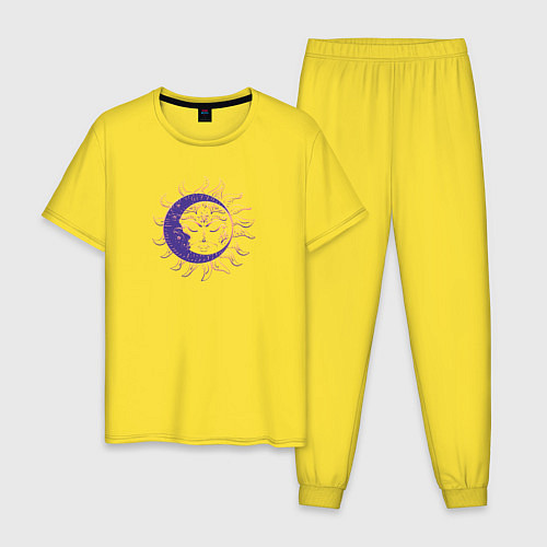 Мужская пижама Спящие солнце и месяц / Желтый – фото 1