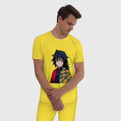 Пижама хлопковая мужская Гию Томиока - Мем - Клинок, цвет: желтый — фото 2