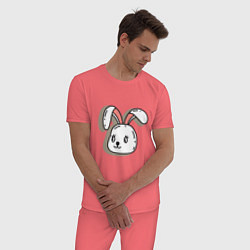 Пижама хлопковая мужская Bunny Face, цвет: коралловый — фото 2