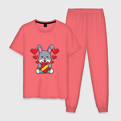 Пижама хлопковая мужская Happy Rabbit, цвет: коралловый