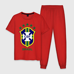 Пижама хлопковая мужская Brasil CBF, цвет: красный