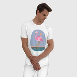 Пижама хлопковая мужская Фламинго, цвет: белый — фото 2