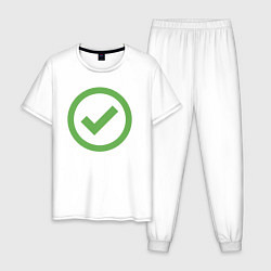 Пижама хлопковая мужская Approved - зелёная галка, цвет: белый