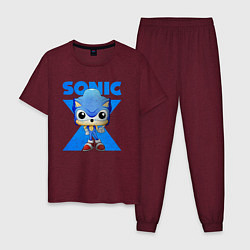 Пижама хлопковая мужская Funko pop Sonic, цвет: меланж-бордовый