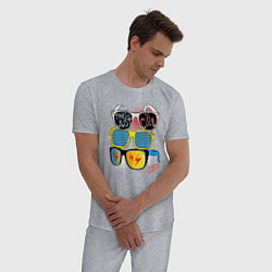 Пижама хлопковая мужская Поп арт очки, цвет: меланж — фото 2