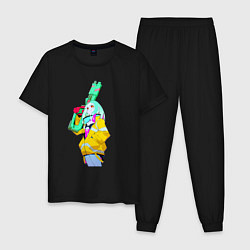 Пижама хлопковая мужская Ребекка с пушкой - Киберпанк, цвет: черный