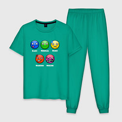 Пижама хлопковая мужская Geometry Dash - different demons, цвет: зеленый